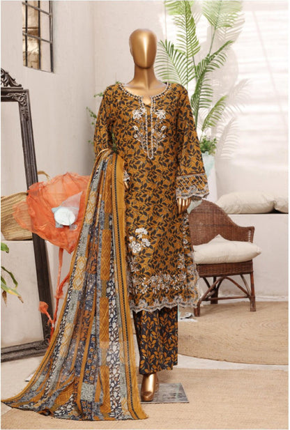 Bin Saeed | stitched 3 Pc embroidered lawn collection