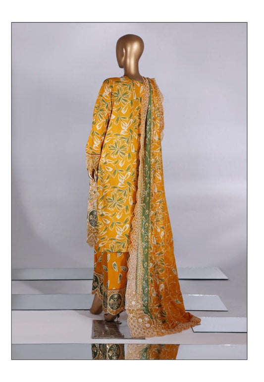 Bin Saeed | stitch 3 Pc Embroidered Lawn With Embroidered Dupatta