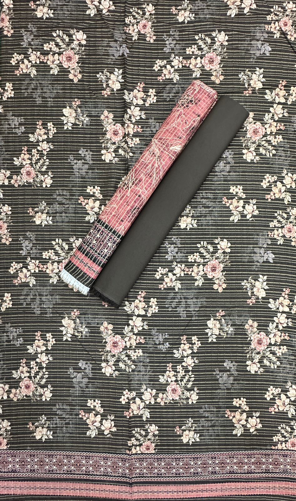 Riwayat | Unstitch 3 Pc Dobby Printed Zari Collection