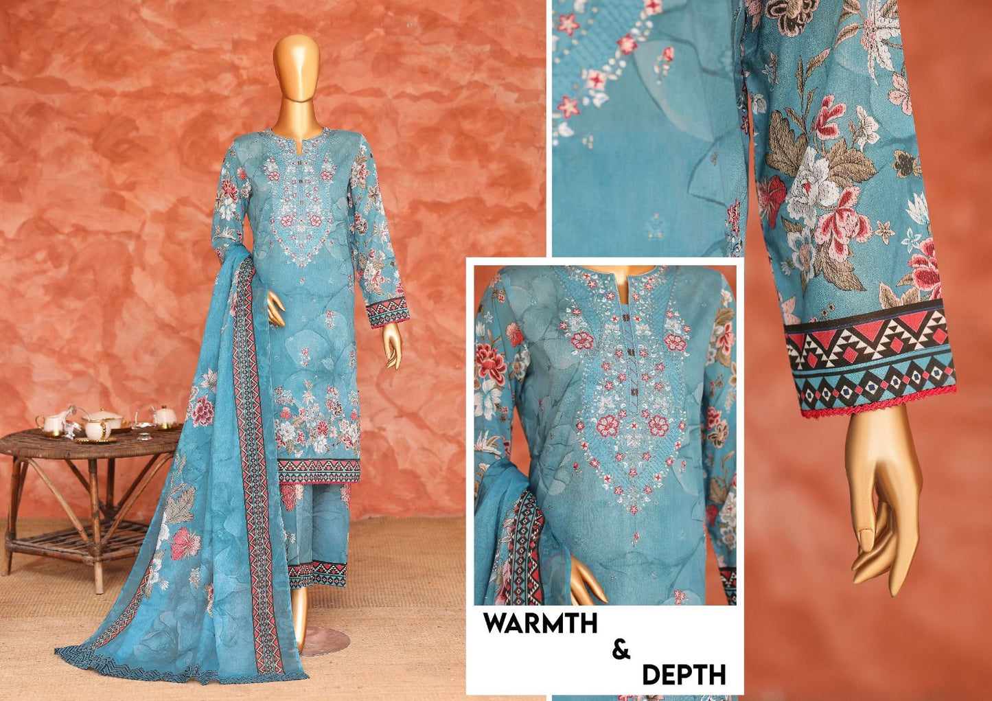 HZ Elegant | Unstitch 3 Pc Embroidered Lawn Collection