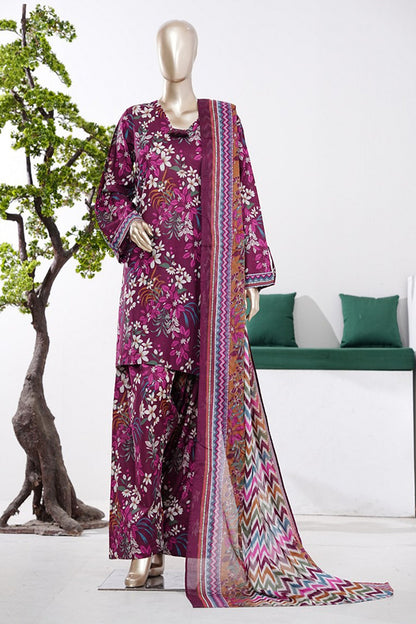 Bin Saeed | Stitch 3 Pc Printed Lawn With Farshi shalwar
