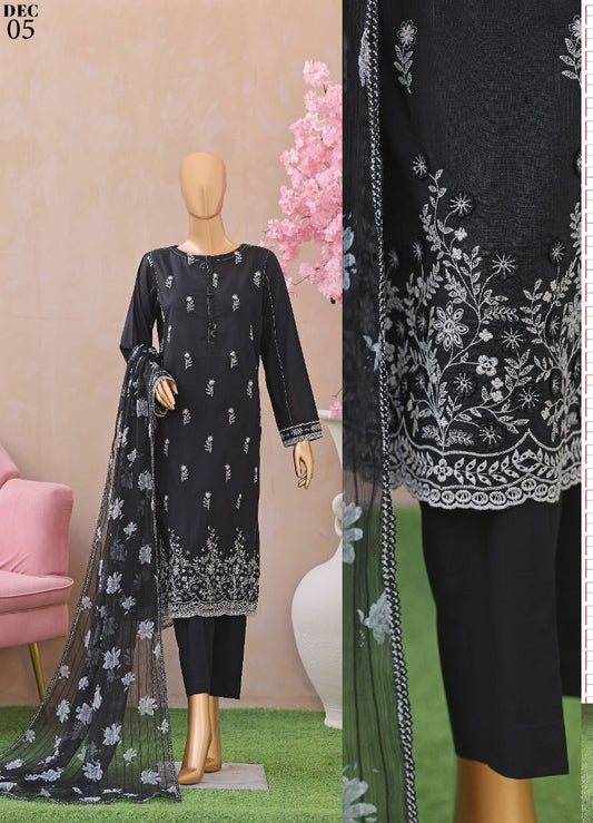 HZ DYNASTY | 3D Unstitch 3 Pc Embroidered Slub Lawn Collection
