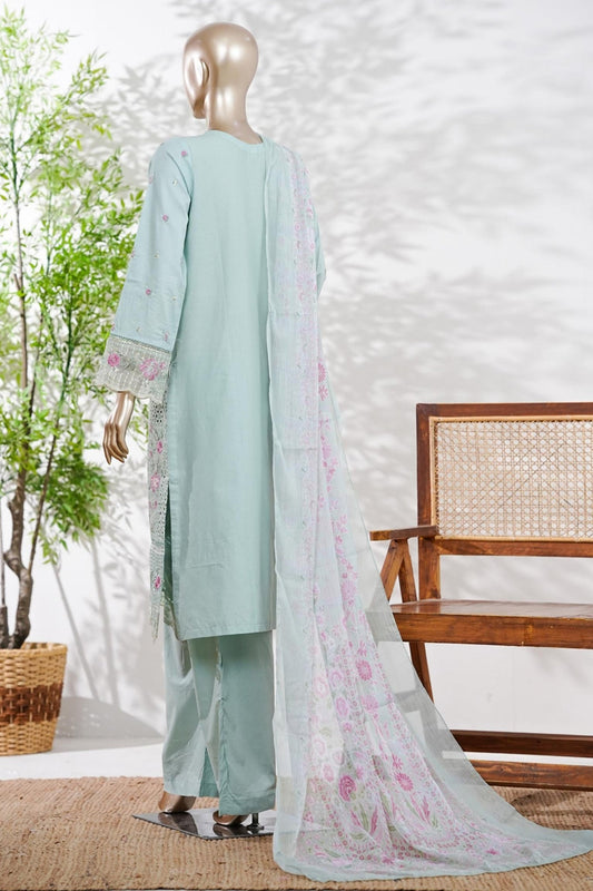 Bin Saeed | Stitched 3 Pc Luxury Embroidered Lawn With Printed dupatta
