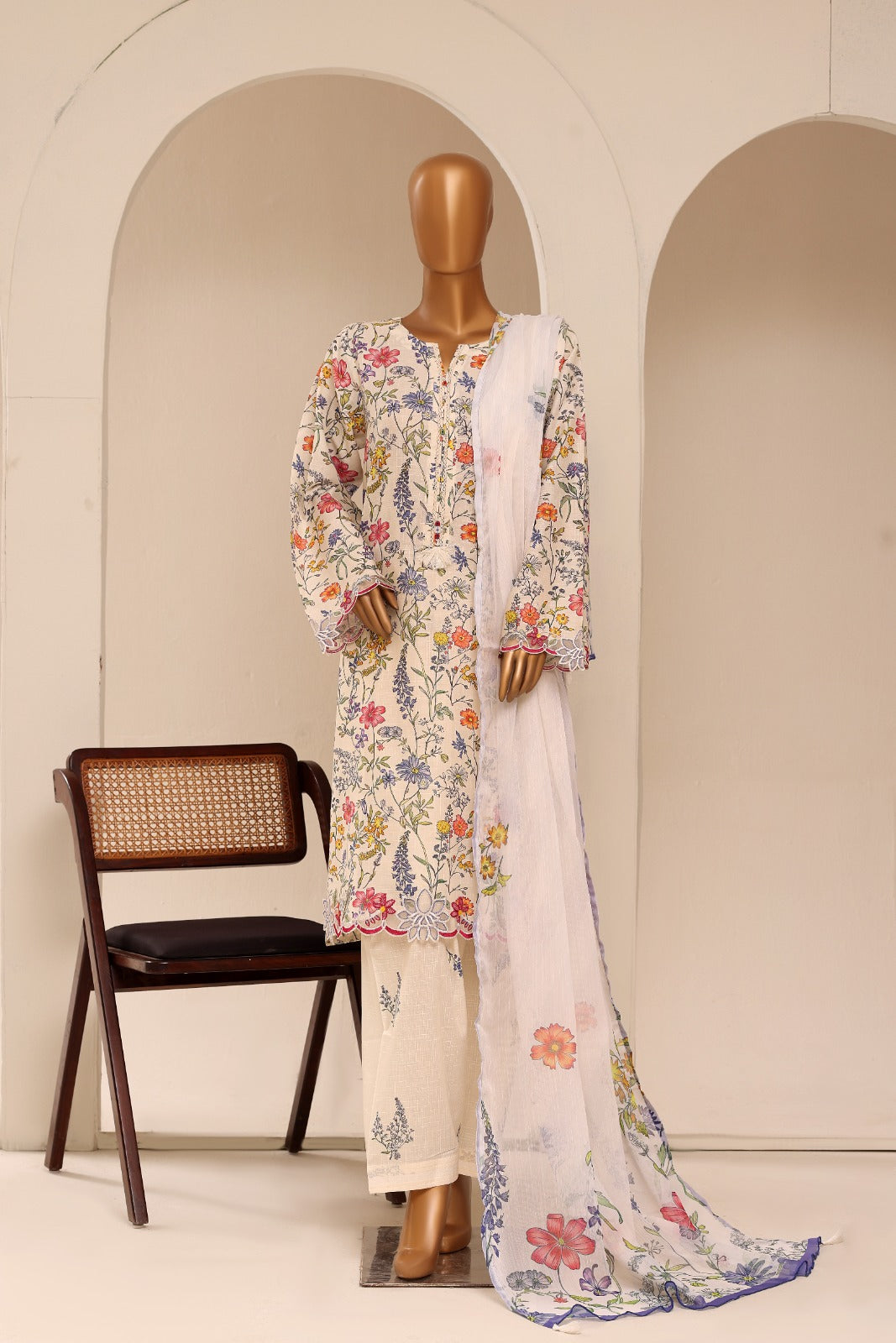 SADA BAHAR | Stitched Textured Embroidered Lawn 3-Piece Collection