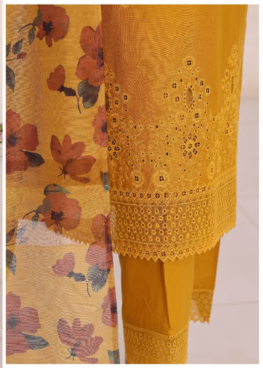 HZ By Floral Vibes Appliquekari | Unstitched 3Pc Embroidered Lawn Collection