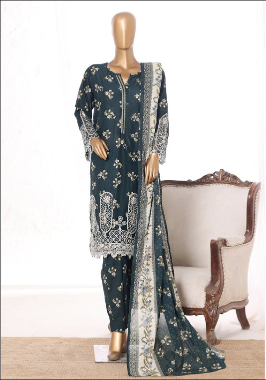 Bin Saeed | stitched 3 Pc embroidered lawn collection