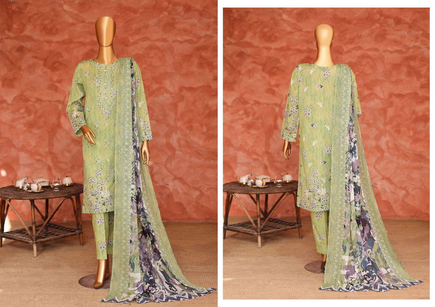 HZ Elegant | Unstitch 3 Pc Embroidered Lawn Collection