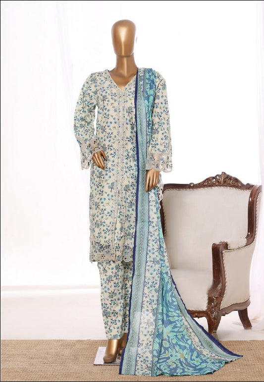 Bin Saeed | stitched 3 Pc embroidered lawn collection