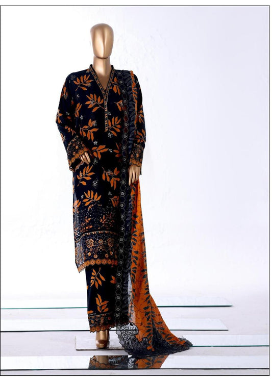 Bin Saeed | stitch 3 Pc Embroidered Lawn With Embroidered Dupatta