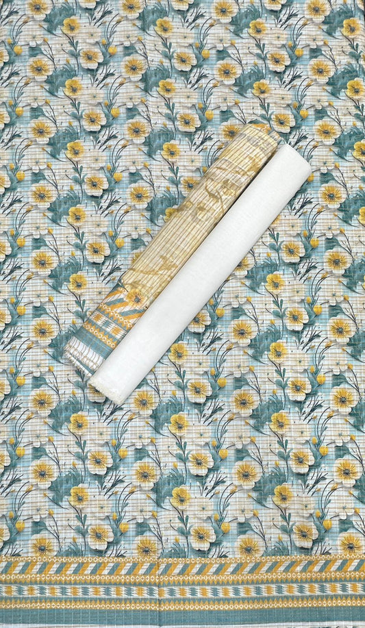 Riwayat | Unstitch 3 Pc Dobby Printed Zari Collection