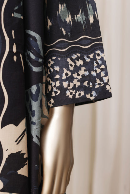 Sada Bahar navy abstract suit fabric and hem detail