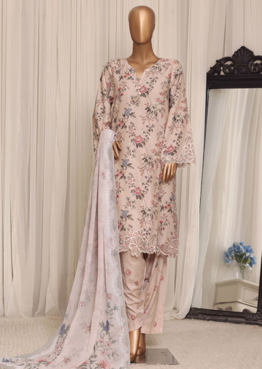 Sada Bahar Raya Blush Beige stitched embroidered cotton suit — back view