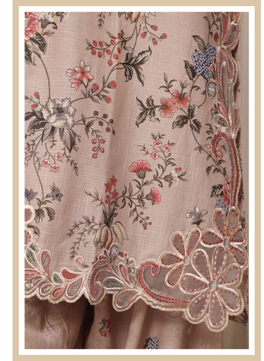Sada Bahar Raya Blush Beige stitched embroidered cotton suit — embroidery detail