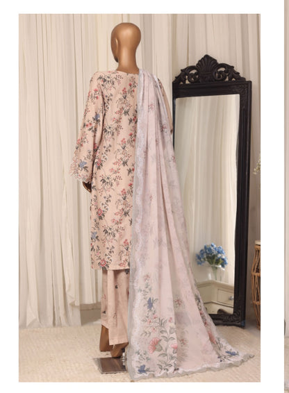 Sada Bahar Raya Blush Beige stitched embroidered cotton suit — full outfit front view
