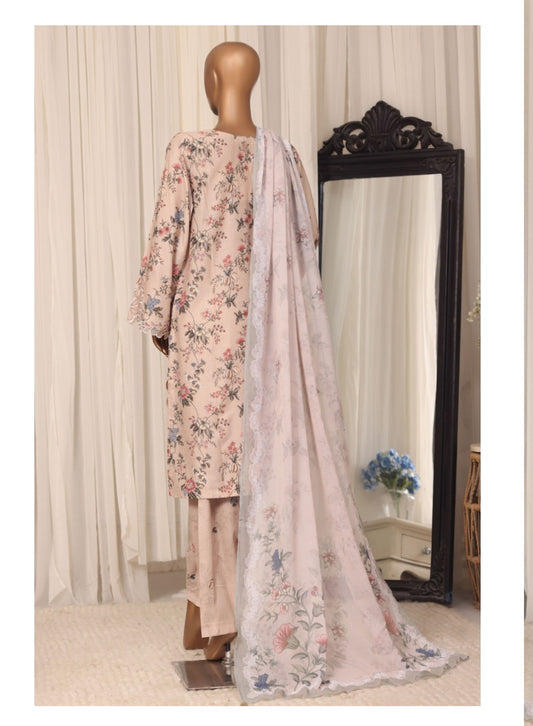 Sada Bahar Raya Blush Beige stitched embroidered cotton suit — full outfit front view