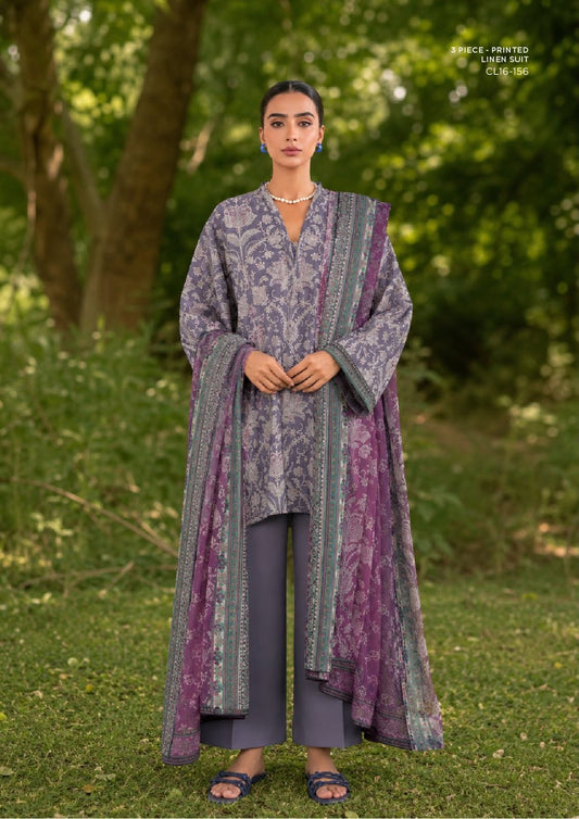 SAPPHIRE unstitched printed linen suit CL16-156, Lavender Plum
