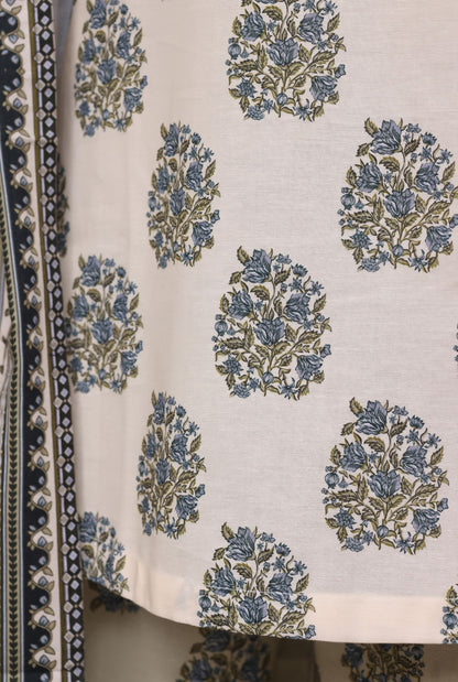 Ivory blue floral suit photo 4