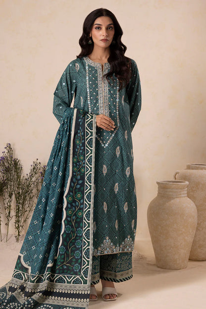 Zellbury | Unstitched 3 Pc Digital Printed Embroidered Khaddar