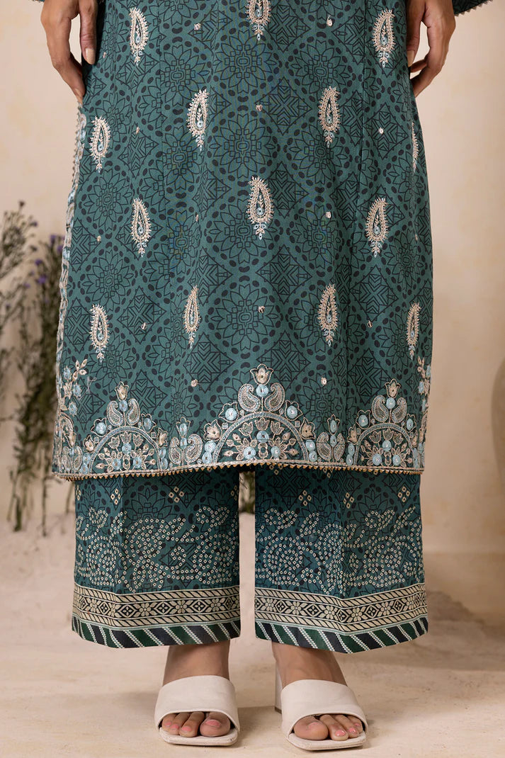 Zellbury | Unstitched 3 Pc Digital Printed Embroidered Khaddar