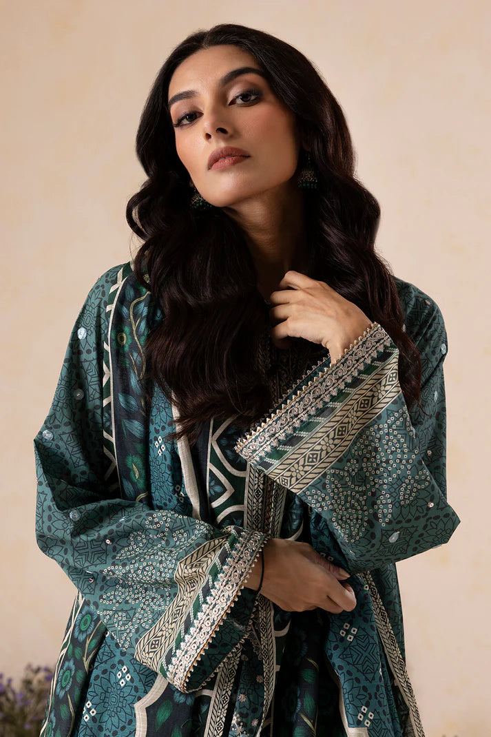 Zellbury | Unstitched 3 Pc Digital Printed Embroidered Khaddar